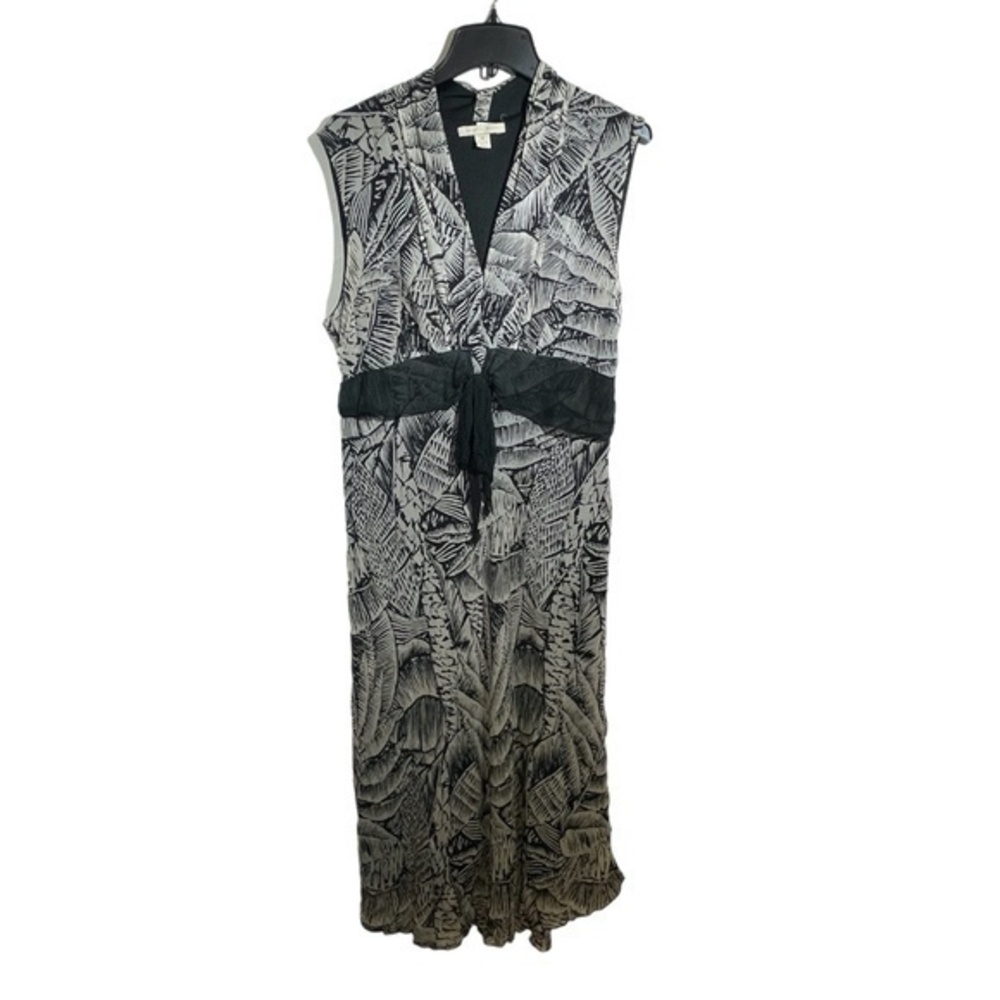 Jonathan Martin Womens Silk Dress Black White Leaves Print Sleeveless Size 16